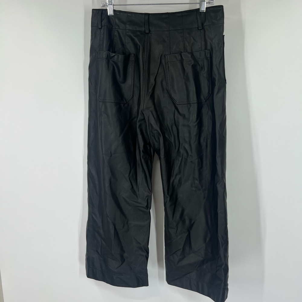 Maeve by Anthropologie Colette Faux Leather Cropped Wide-Leg Pants in Black - Picture 5 of 8